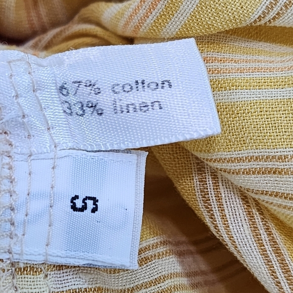 SuZen Women's Cotton Linen Stripes Keyhole Button Top - S - Picture 12 of 13